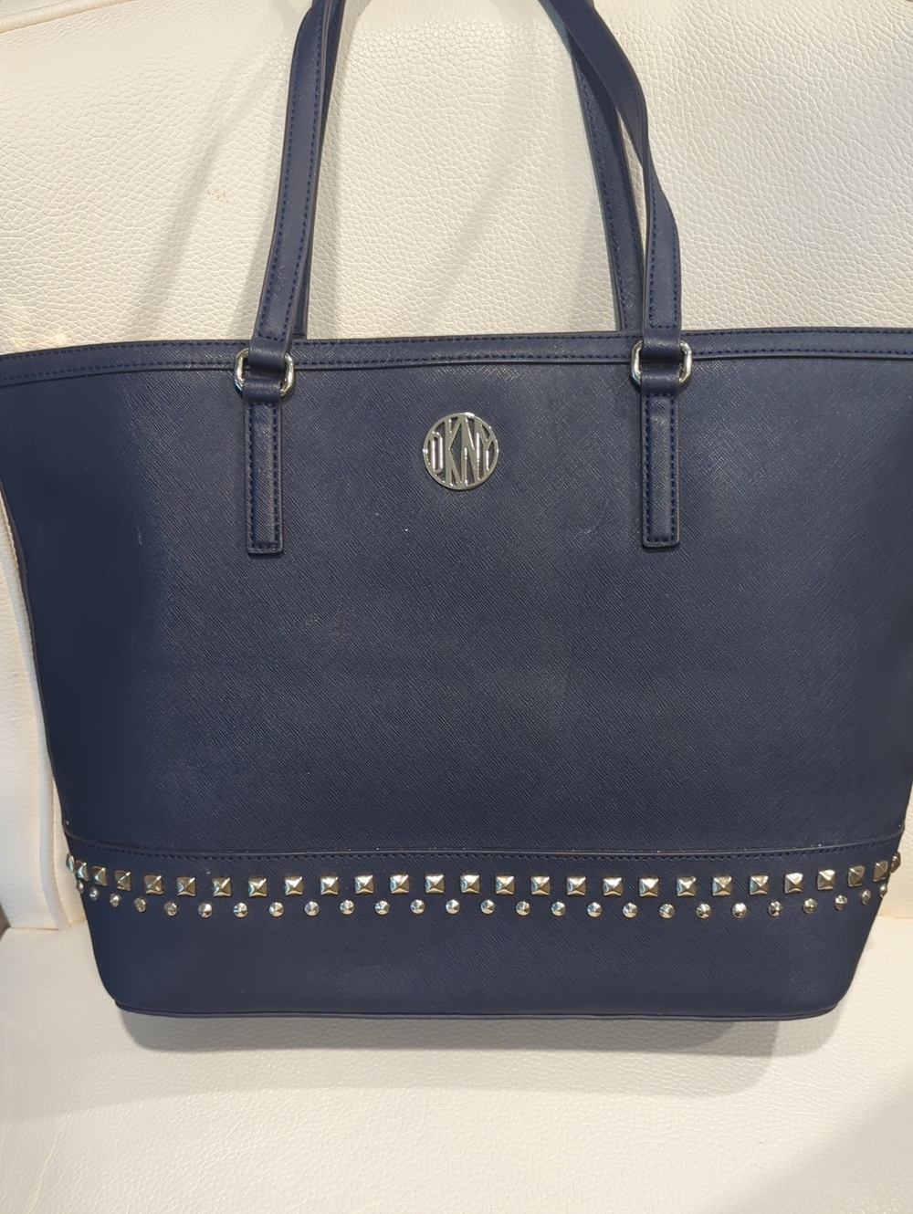 DKNY Navy Studded Logo Tote